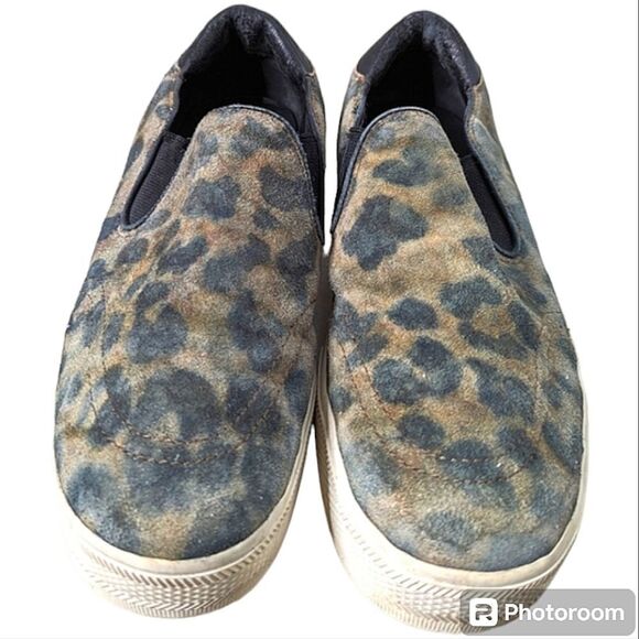 ASH Leather Suede Animal Print Platform Slip On Sneakers size 40 Unisex - Picture 1 of 15